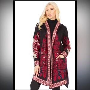 Botanical Black and Red Cardigan